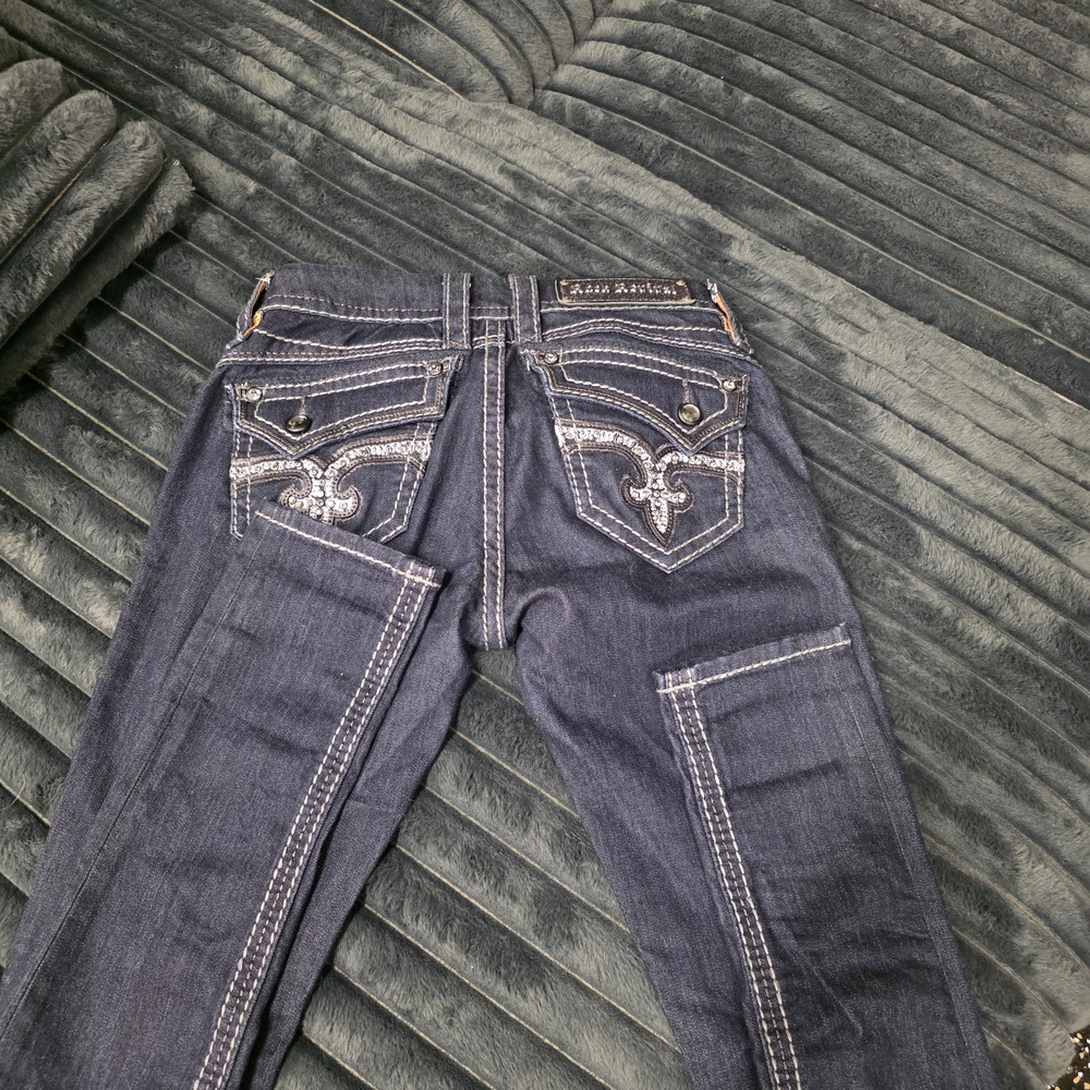 Rock Revival Women's Skinny Jeans - Dark Blue with Silver Accents